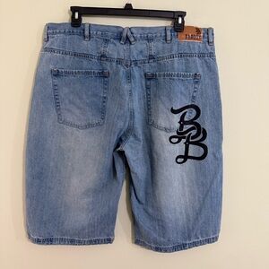 BAD BOY Jean Shorts Mens 42 Blue Baggy Wide Denim Logo Cotton Y2K vintage skate